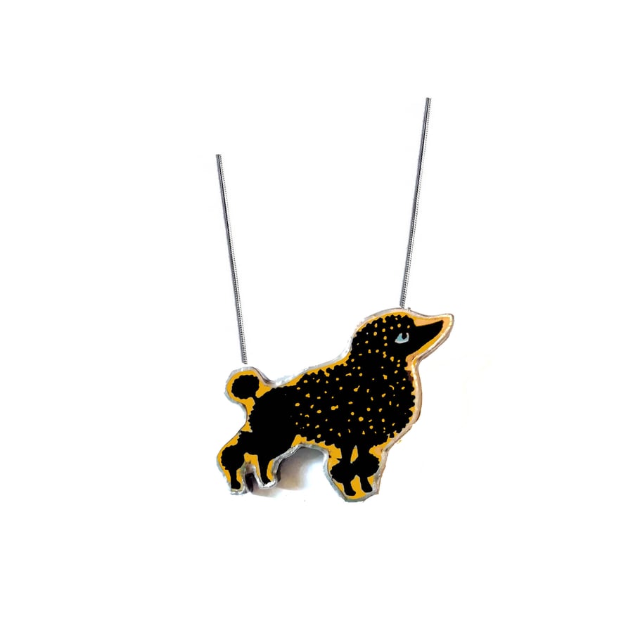 Whimsical Black Poodle Dog Necklace by EllyMental