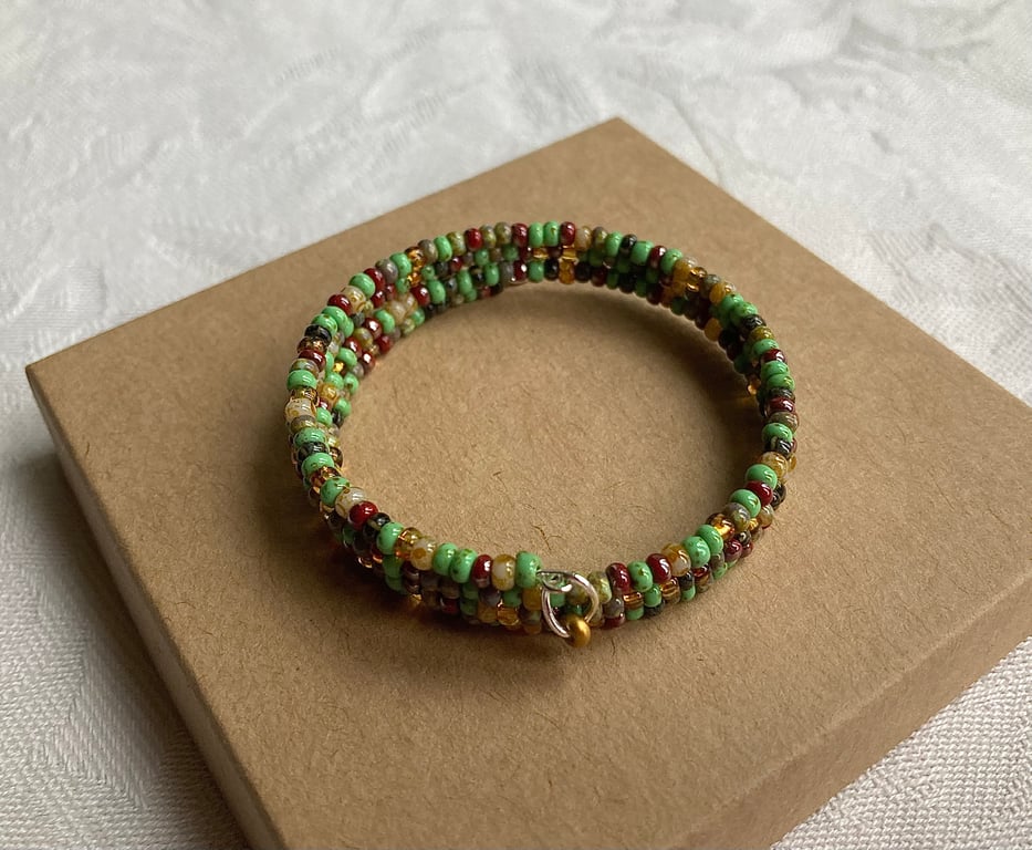 Woodland coloured memory wire bracelet (small) 