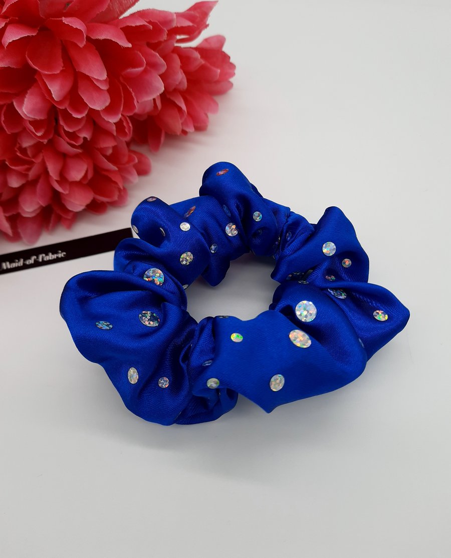 Scrunchie,  blue holographic sparkles, 3 for 2 offer. 