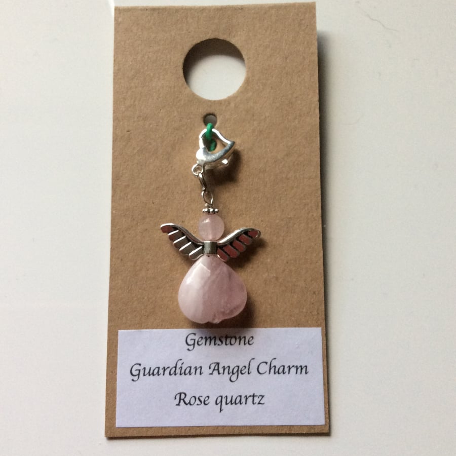 Rose quartz angel charm  (0567)