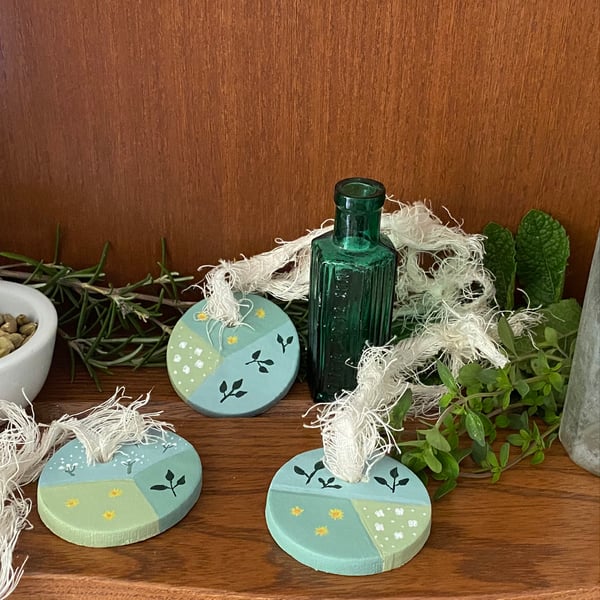 Apothecary, Arnica - hand painted hanging decorations (set of 3)