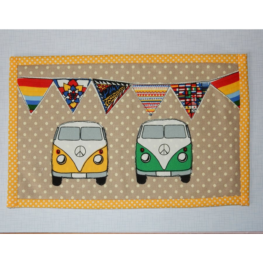 Mug Rug Campervans yellow