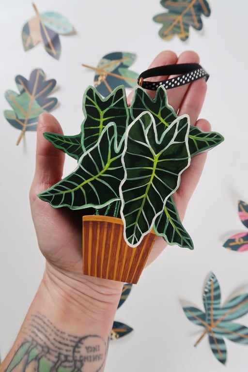 House plant Christmas tree decoration, Alocasia Amazonica