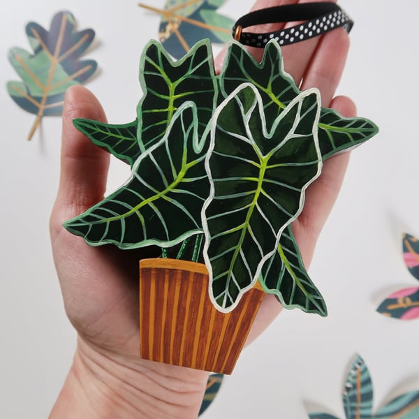 House plant Christmas tree decoration, Alocasia Amazonica