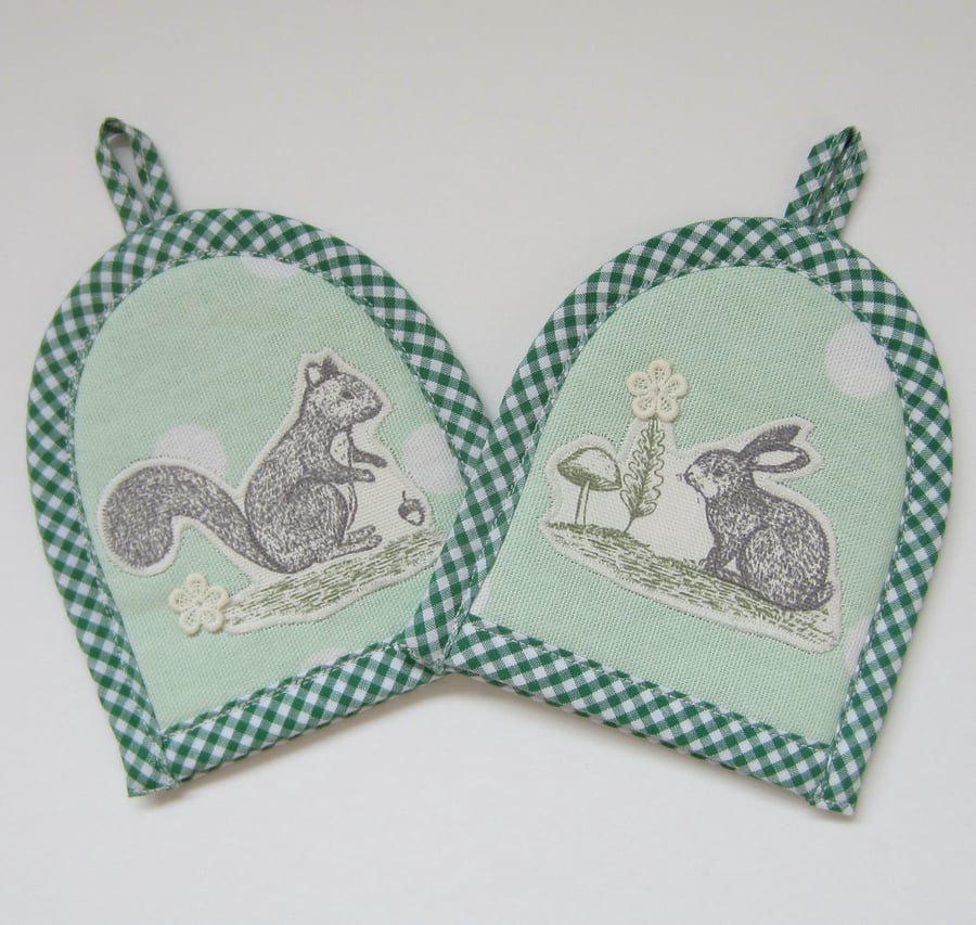 SALE Pair of Squirrel and Rabbit Egg Cosies