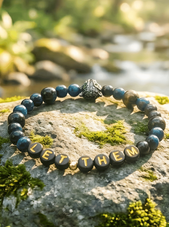 Personalised Beaded 'LET THEM' Bracelet with Cubic Zirconia Leopard Head Charm