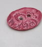 Large Rose Pink Brocade Oval Handmade Ceramic Button - Image 6