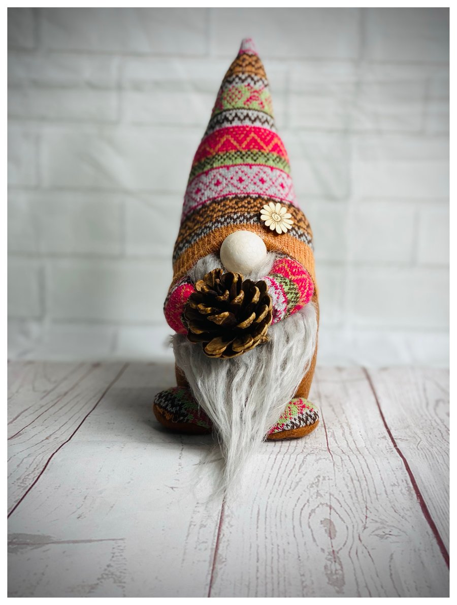 Autumn Nordic Gnome With Pinecone 