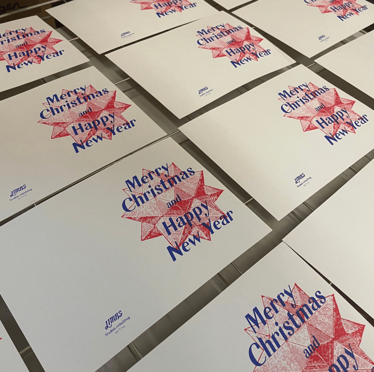 Christmas greetings card screen print, handmade... Folksy