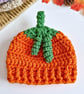 Newborn Crochet Pumpkin Baby Cardigan, Hat & Bootie Set  - Image 3