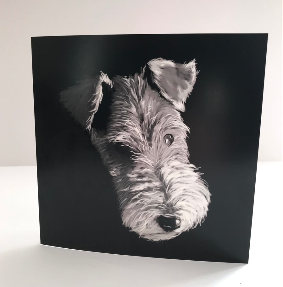 Black and Grey Wired Hair Fox Terrier Card 