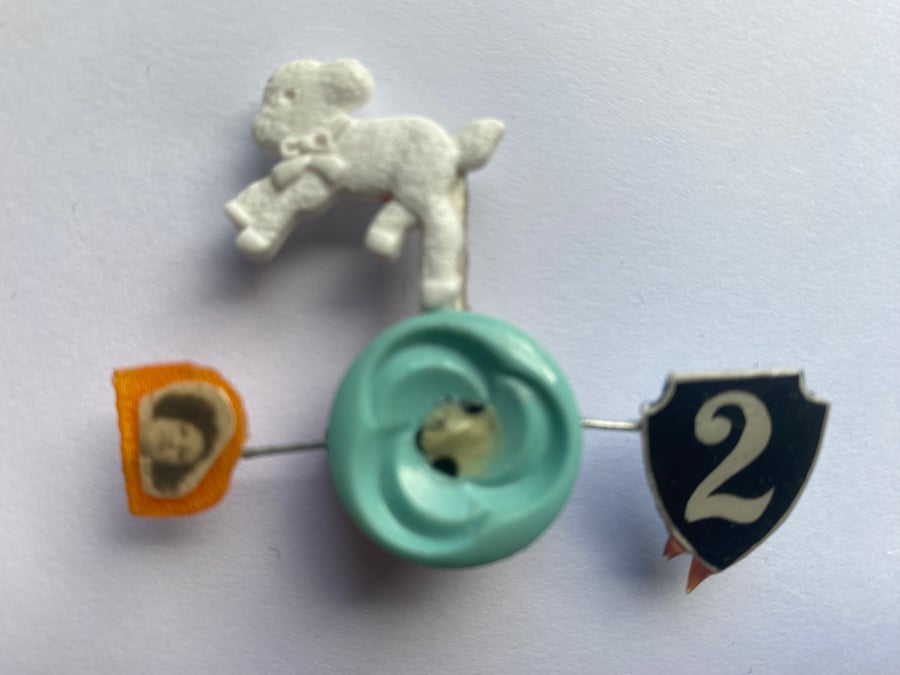 Lamb brooch inspired by vintage lamb illustrations, Silence of the Lambs