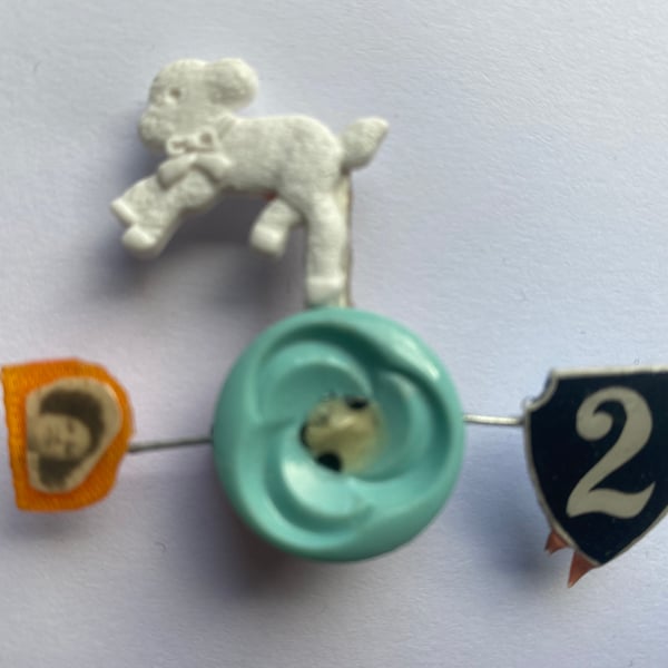 Lamb brooch inspired by vintage lamb illustrations, Silence of the Lambs