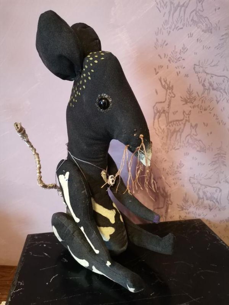 Primitive textile art Rat, sculpture, Halloween decoration textile art, decor