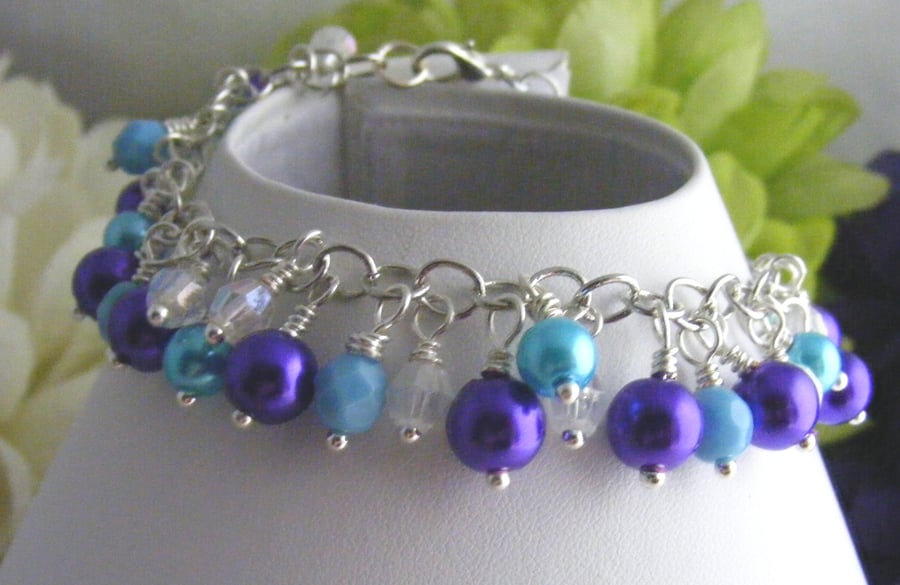Aqua and Purple Charm Bracelet