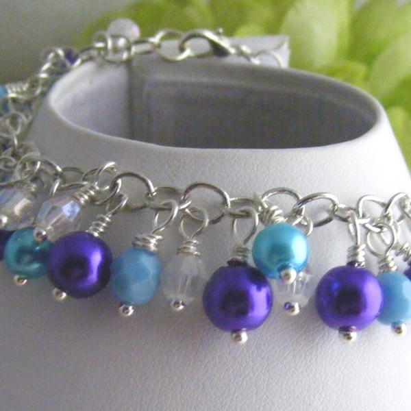 Aqua and Purple Charm Bracelet
