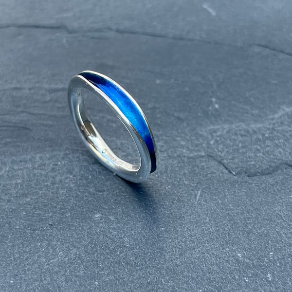 Enamel Ring, freeform ring, enamel, ocean ring, wave ring, blue river ring,  