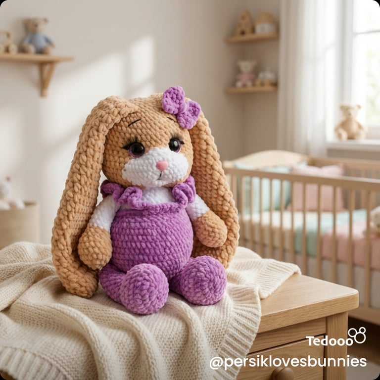 Handmade Lavander Bunny -Nursery Decor "Lily" in soft Purple romper