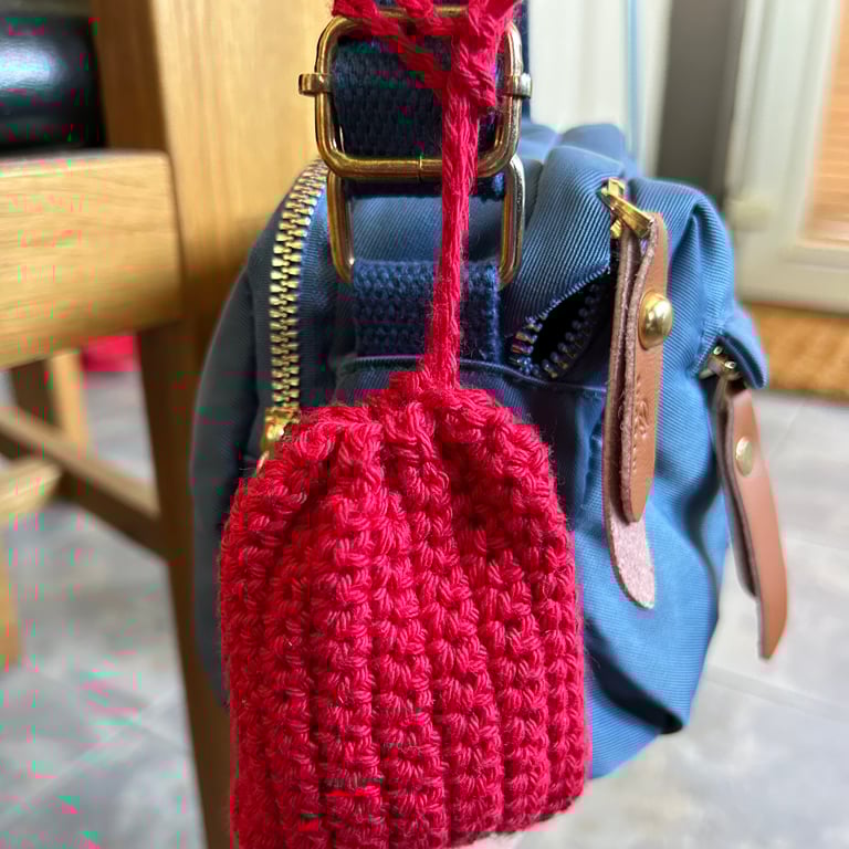 Small Red Crocheted Pouch 