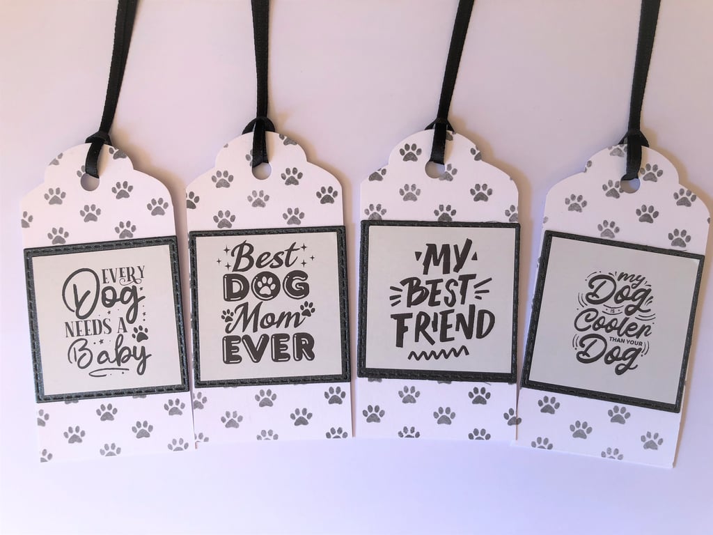 Handmade Dog Quote Gift Tag Set, Dog Lover Present