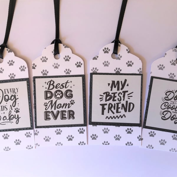 Handmade Dog Quote Gift Tag Set, Dog Lover Present
