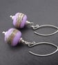 lampwork glass earrings, lilac sands