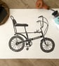Raleigh Chopper original hand burnished lino print