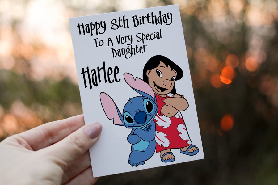 Lilo & Stitch Daughter Birthday Card, Card for Daughter, Special Daughter