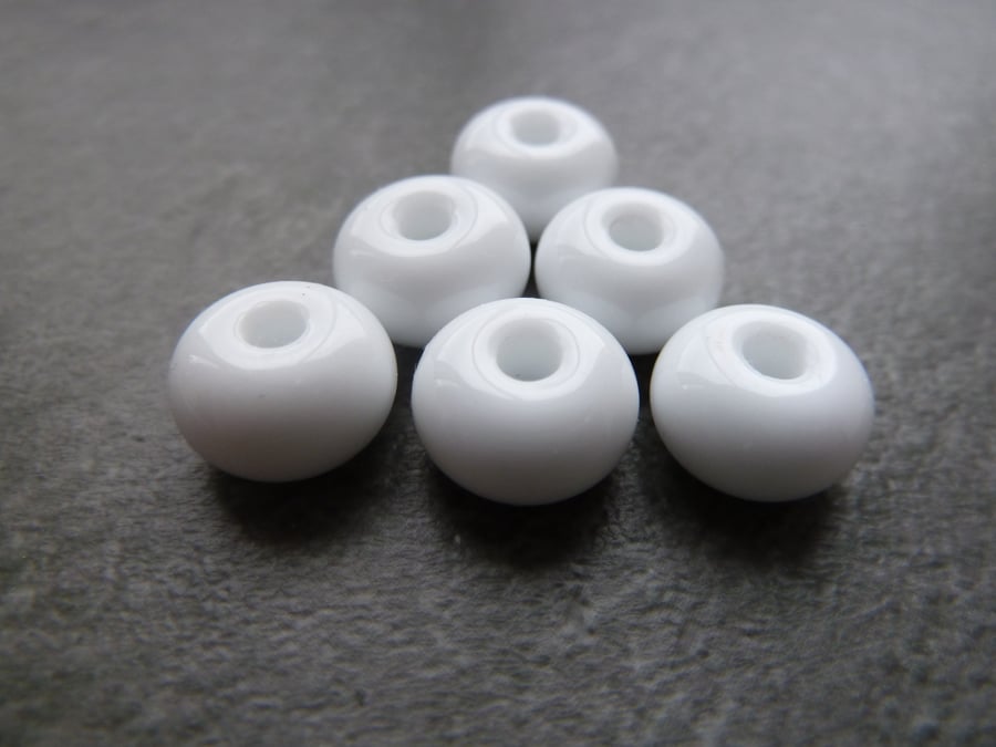 white spacer lampwork glass beads