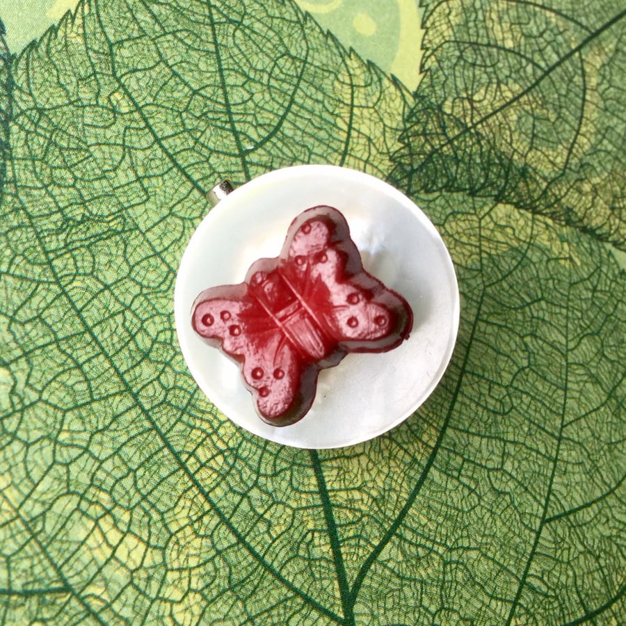 Upcycled Two Button Badge - Butterfly