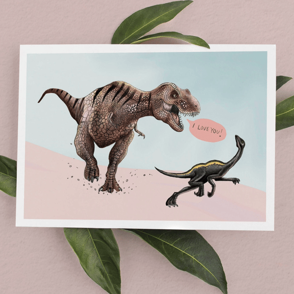 T-Rex Valentines Card - Dinosaur Anniversary Card, Funny Valentines Card