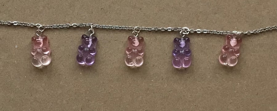 Pink and Purple Gummy Bear Bracelet