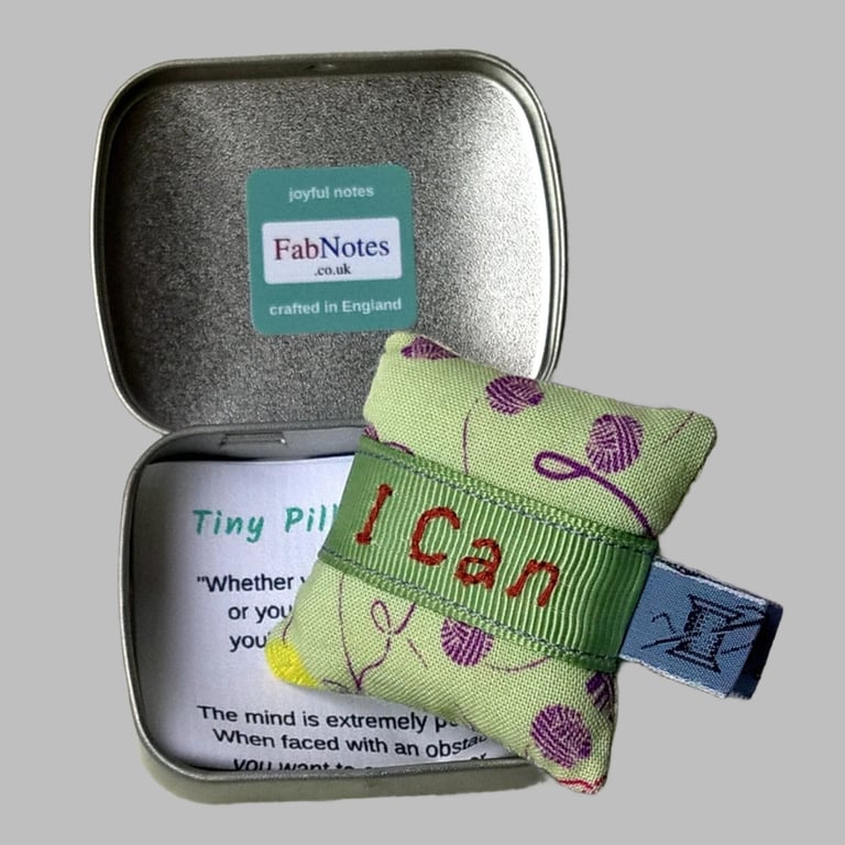 Mini embroidery lavender pillow confidence builder, positive thinking pocket hug