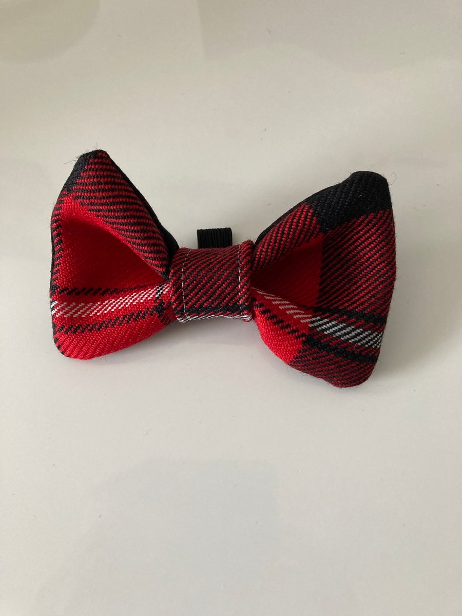 Red,White and Black Heavy Quality Tartan  dog or cat dickie bow