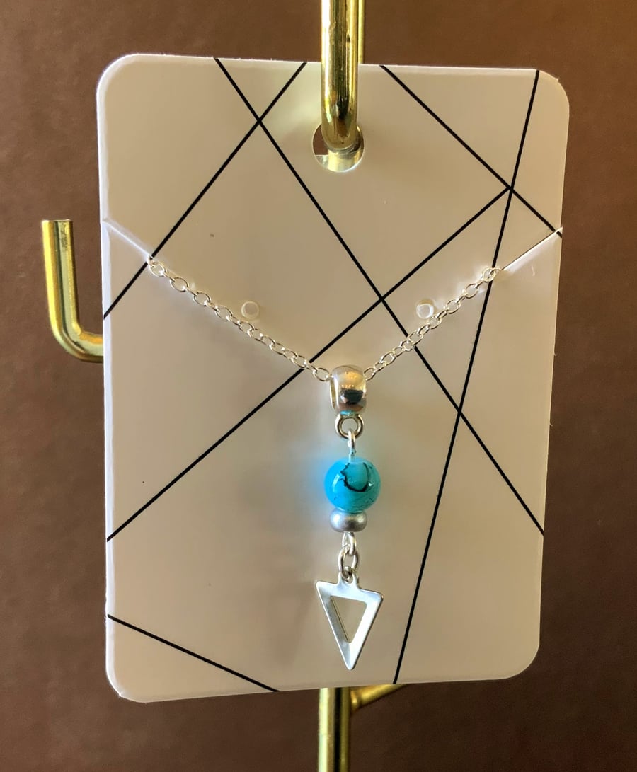 Stainless Steel Triangle Pendant Charm Necklace.