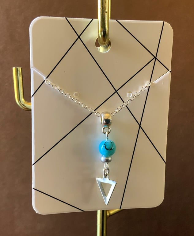 Stainless Steel Triangle Pendant Charm Necklace.