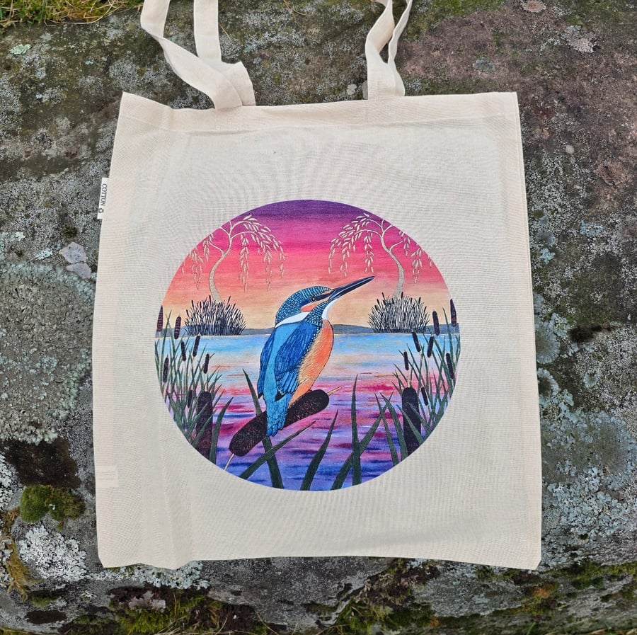 Sunset Fishing Recycled Cotton Tote Bag 