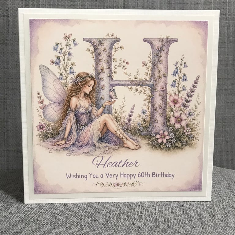 Personalised Fairy Card, Initial & Name Birthday Card, A-Z Greeting Card