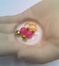 Fuchsia Glass Bead and Gold Crystal Earrings, Hot Pink Earrings, Earrings  - Image 5