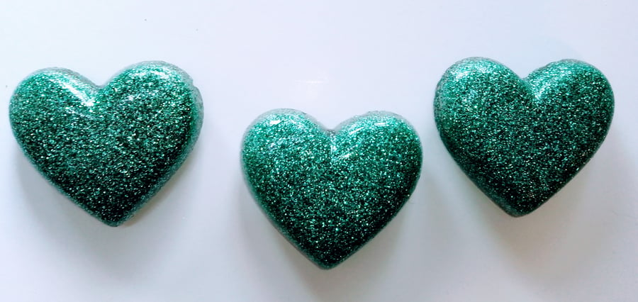 Set of 3 Turquoise Sparkly Fridge Magnets 