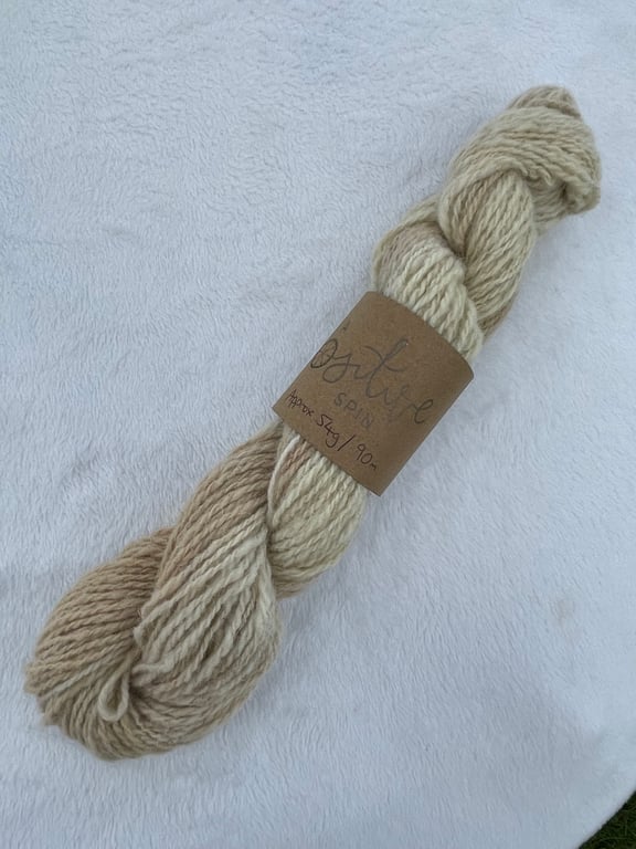 Hand-spun naturally dyed wool, DK