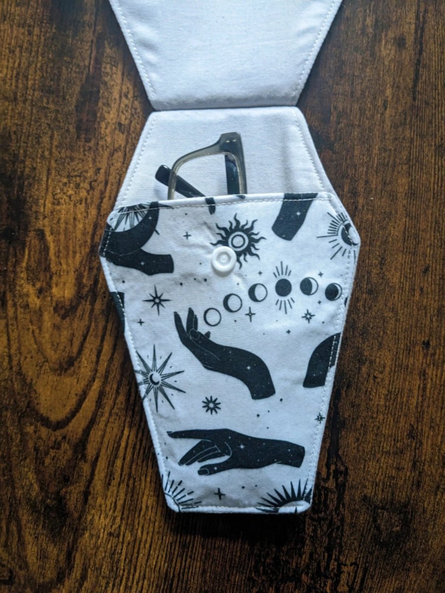 Celestial Coffin Case – Hand of Fate Pouch – Gothic Stationery & Glasses Holder 