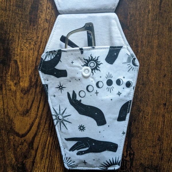 Celestial Coffin Case – Hand of Fate Pouch – Gothic Stationery & Glasses Holder 