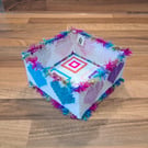 Container for desk items - multicoloured hearts and furry rainbow edging