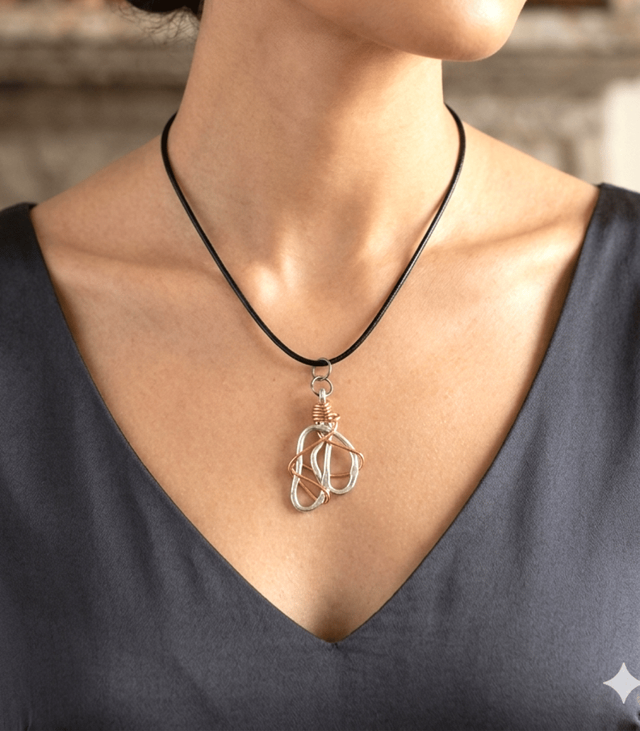 Hand-Forged Aluminium & Copper Infinite Tangle Pendant