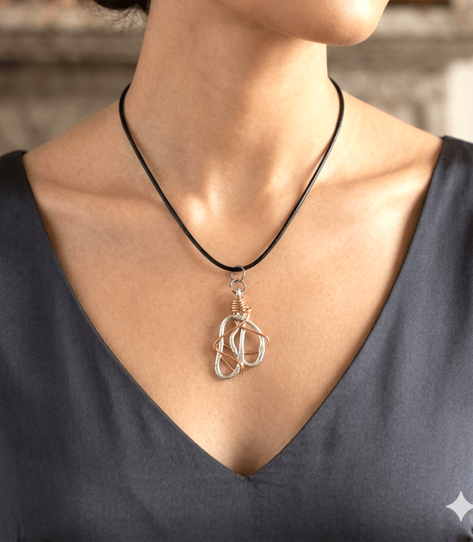Hand-Forged Aluminium & Copper Infinite Tangle Pendant