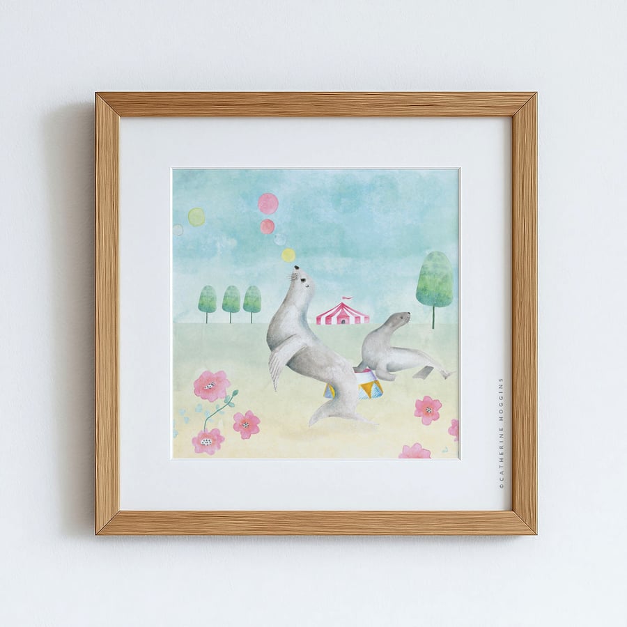 Sealions - Nursery Wall Art - Giclee Print