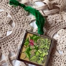 Framed 'Holly & Ivy' original miniature watercolour