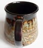 Mug Patterned Brown Glazed  - Hand Thrown Stoneware Ceramic Mug  - Image 4