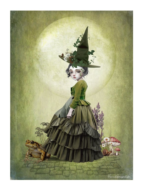 Witch And Toad Art Print - The Witchling